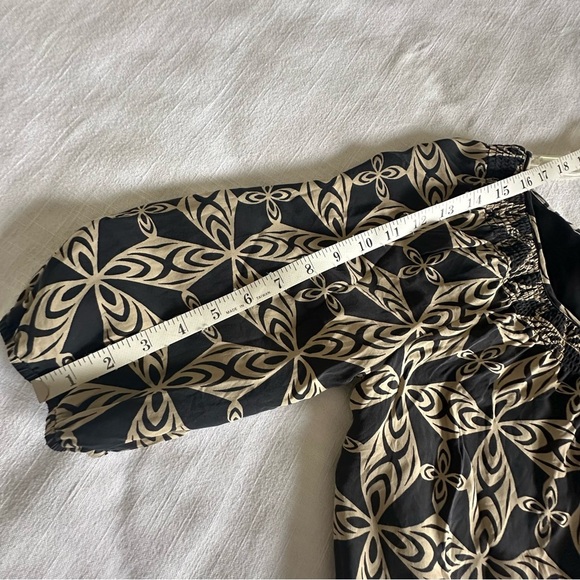 Anne Klein Blouse Womens Petite Small Silk Geometric Boho Peasant Top - Picture 8 of 12